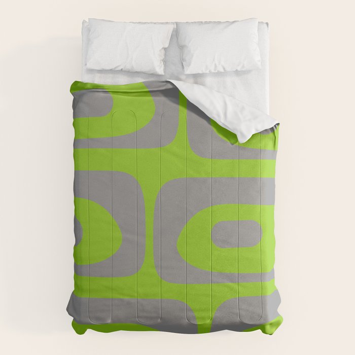 Mid Century Modern Piquet Abstract Pattern in Gray and Lime Green Comforter Gallery Image 1