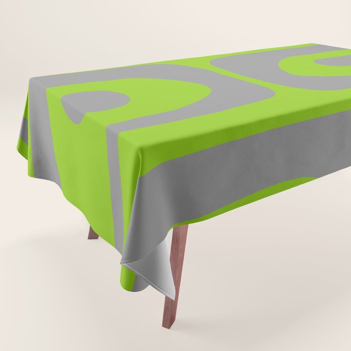 Mid Century Modern Piquet Abstract Pattern in Gray and Lime Green Tablecloth Gallery Image 1