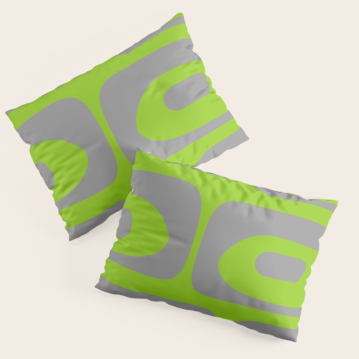 Mid Century Modern Piquet Abstract Pattern in Gray and Lime Green Pillow Sham Gallery Image 1