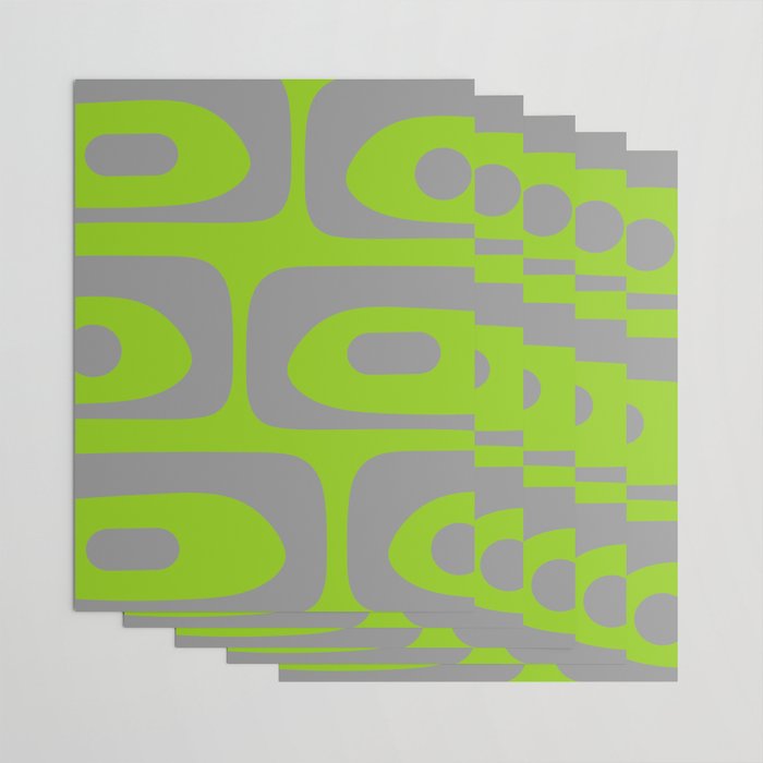 Mid Century Modern Piquet Abstract Pattern in Gray and Lime Green Wrapping Paper Gallery Image 3