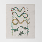 Albertus Seba Snakes And Lizards Teal Throw Blanket Gallery Image 2