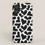 Black and white love heart shape pattern iPhone Case Gallery Image 1