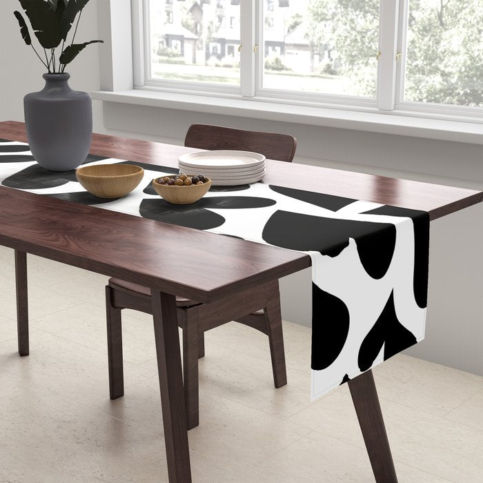 Black and white love heart shape pattern Table Runner Gallery Image 2