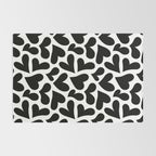 Black and white love heart shape pattern Rug Gallery Image 2