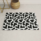 Black and white love heart shape pattern Rug Gallery Image 1