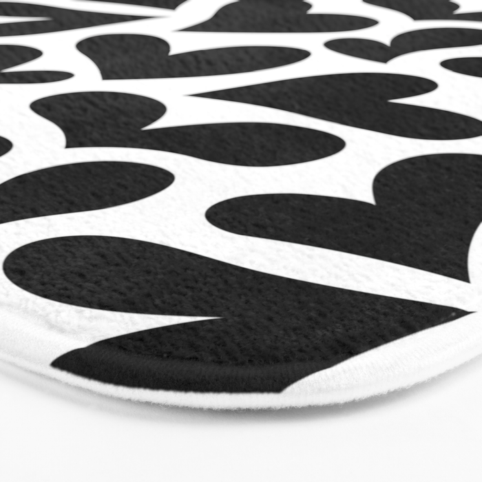 Black and white love heart shape pattern Bath Mat Gallery Image 3