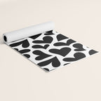 Black and white love heart shape pattern Yoga Mat Gallery Image 2