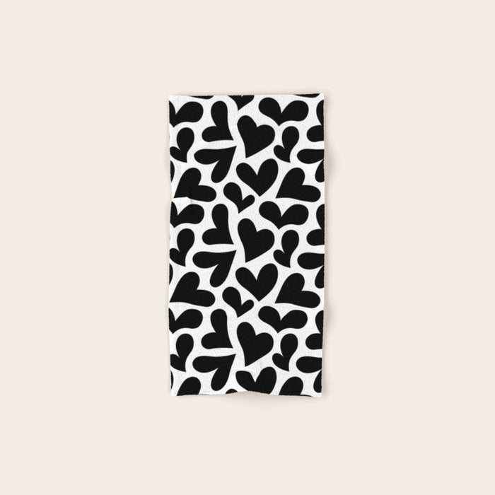 Black and white love heart shape pattern Bath Towel Gallery Image 1