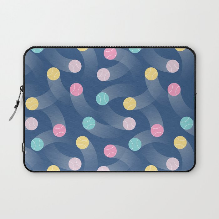 Colorful pastel tennis balls over blue background pattern Laptop Sleeve Gallery Image 1