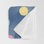 Colorful pastel tennis balls over blue background pattern Throw Blanket Gallery Image 3