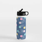 Colorful pastel tennis balls over blue background pattern Water Bottle Gallery Image 1