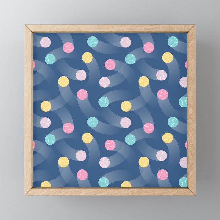 Colorful pastel tennis balls over blue background pattern Mini Art Print Gallery Image 1