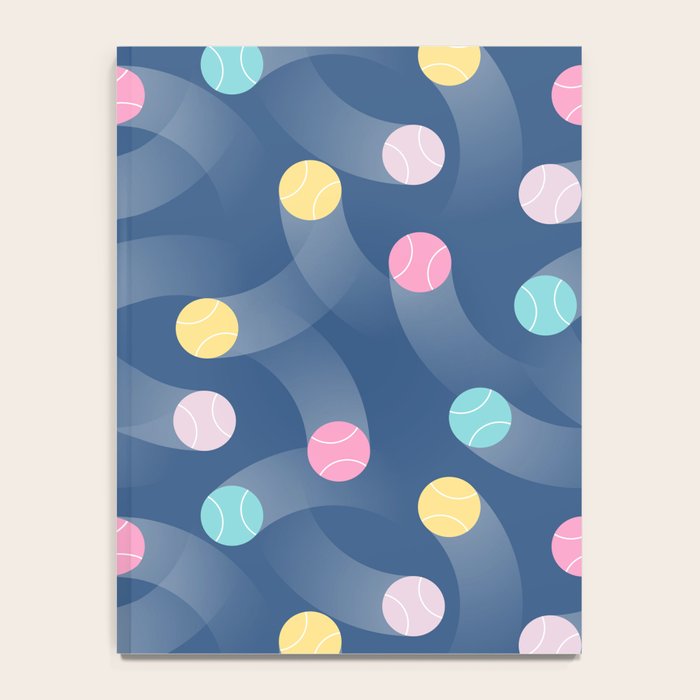 Colorful pastel tennis balls over blue background pattern Notebook Gallery Image 4