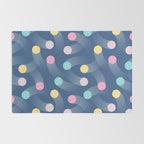 Colorful pastel tennis balls over blue background pattern Rug Gallery Image 2