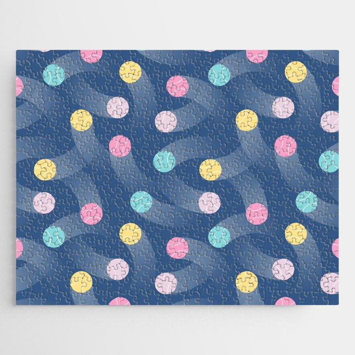 Colorful pastel tennis balls over blue background pattern Jigsaw Puzzle Gallery Image 1