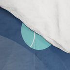 Colorful pastel tennis balls over blue background pattern Comforter Gallery Image 4