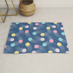 Colorful pastel tennis balls over blue background pattern Rug Gallery Image 1