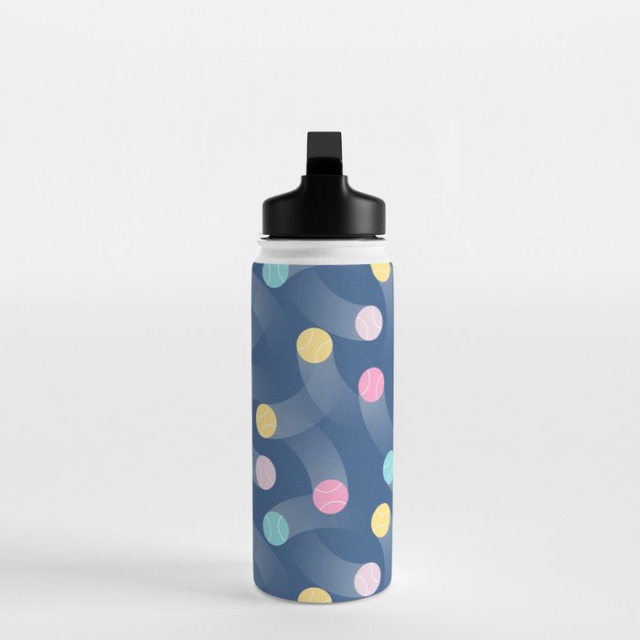 Colorful pastel tennis balls over blue background pattern Water Bottle Gallery Image 3