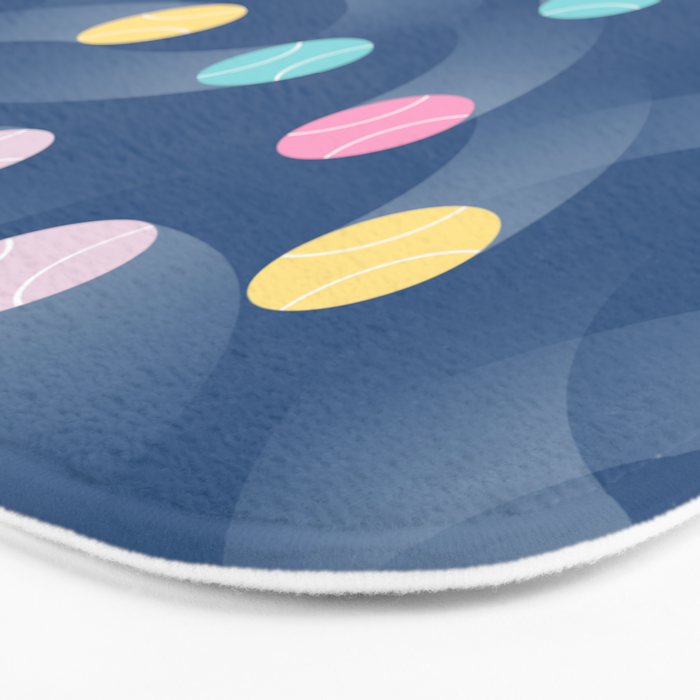Colorful pastel tennis balls over blue background pattern Bath Mat Gallery Image 3