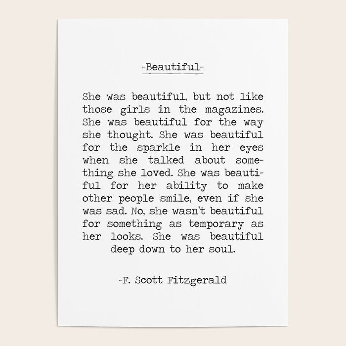 Beautiful Quote F. Scott Fitzgerald Poster Gallery Image 1