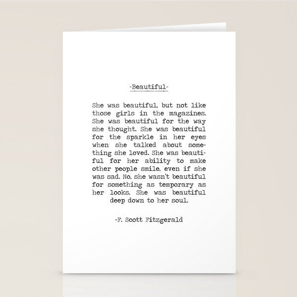 Beautiful Quote F. Scott Fitzgerald Stationery Card Gallery Image 2