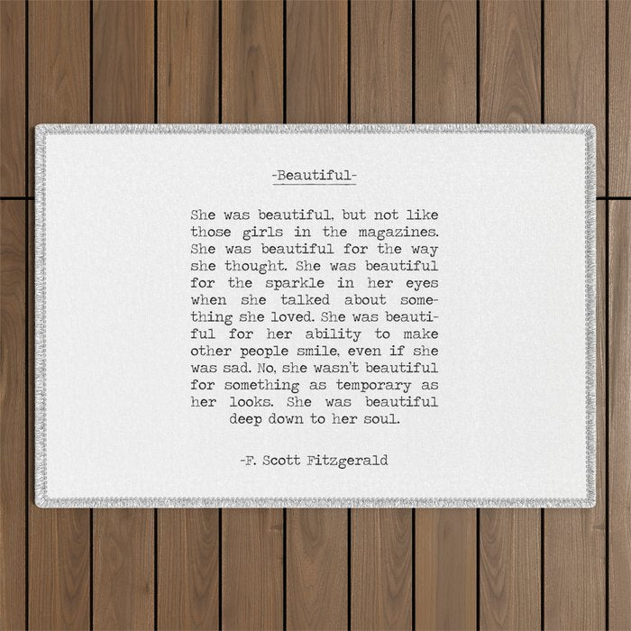 Beautiful Quote F. Scott Fitzgerald Outdoor Rug Gallery Image 1