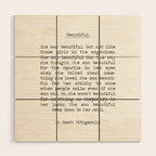 Beautiful Quote F. Scott Fitzgerald Wood Wall Art Gallery Image 1
