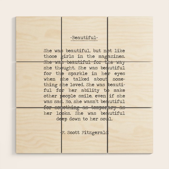 Beautiful Quote F. Scott Fitzgerald Wood Wall Art Gallery Image 1