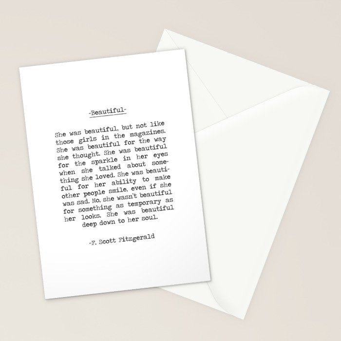 Beautiful Quote F. Scott Fitzgerald Stationery Card Gallery Image 2