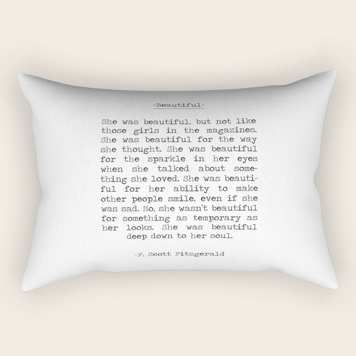 Beautiful Quote F. Scott Fitzgerald Rectangular Pillow Gallery Image 1