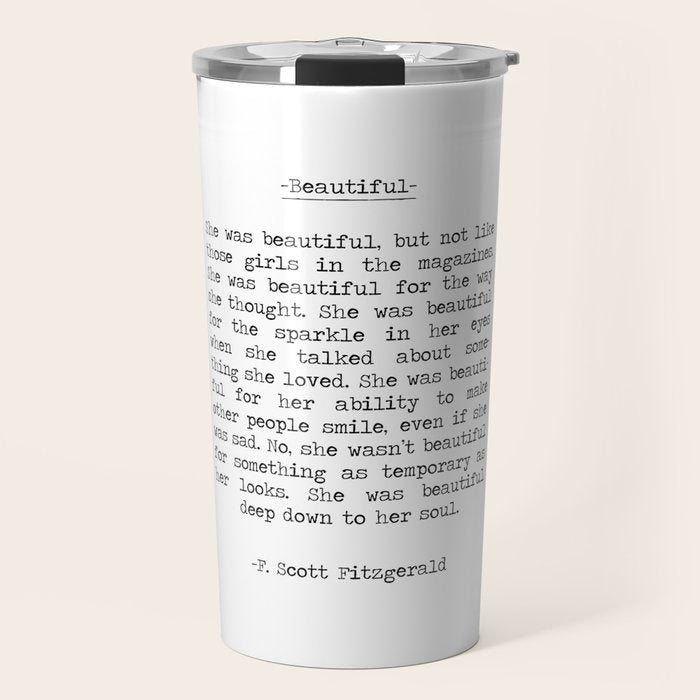 Beautiful Quote F. Scott Fitzgerald Travel Mug Gallery Image 1