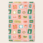 Vintage christmas postage stamp sticker pattern Cutting Board Gallery Image 1