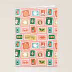 Vintage christmas postage stamp sticker pattern Stationery Card Gallery Image 2