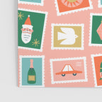 Vintage christmas postage stamp sticker pattern Poster Gallery Image 3