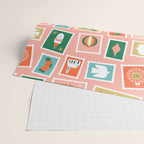 Vintage christmas postage stamp sticker pattern Wrapping Paper Gallery Image 2