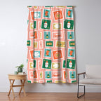 Vintage christmas postage stamp sticker pattern Window Curtain Gallery Image 5