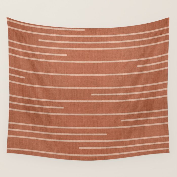 Geometric Art, Colorful Stripes, Terracotta Wall Tapestry Gallery Image 4