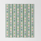 Scandi-Floral Stripes Green Pink Blue Throw Blanket Gallery Image 2