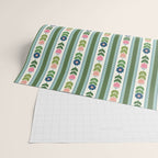 Scandi-Floral Stripes Green Pink Blue Wrapping Paper Gallery Image 2