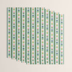 Scandi-Floral Stripes Green Pink Blue Wrapping Paper Gallery Image 3