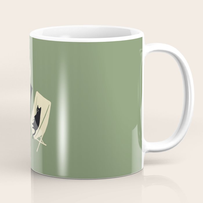 Happy go Lucky Cat 4r relax enjoy coffee on chair Coffee Mug Gallery Image 1