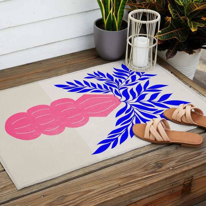 Ruby Pink Vase & Electric Leaves: Vases & Stuff 01 Outdoor Rug Gallery Image 2