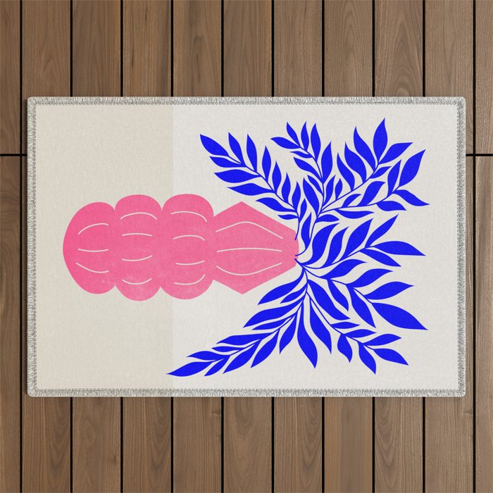 Ruby Pink Vase & Electric Leaves: Vases & Stuff 01 Outdoor Rug Gallery Image 1