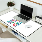 Life is Tough But So Are We rainbow watercolor typography design Desk Mat Gallery Image 2