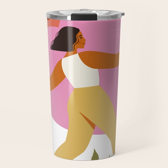 Woman carrying a big heart Travel Mug Gallery Image 1