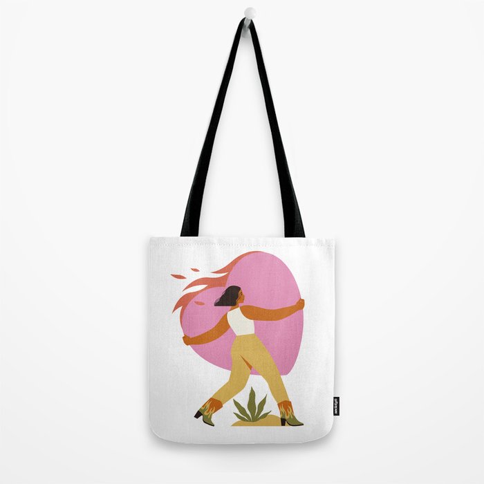 Woman carrying a big heart Tote Bag Gallery Image 2