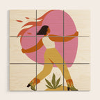 Woman carrying a big heart Wood Wall Art Gallery Image 1