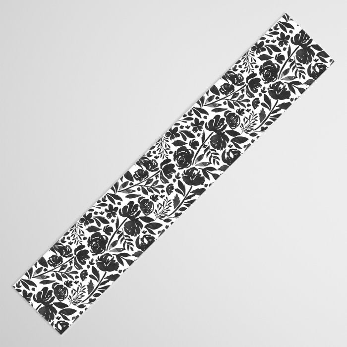 Simple black and white flower garden Table Runner Gallery Image 3