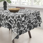 Simple black and white flower garden Tablecloth Gallery Image 3