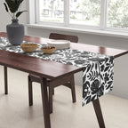 Simple black and white flower garden Table Runner Gallery Image 2